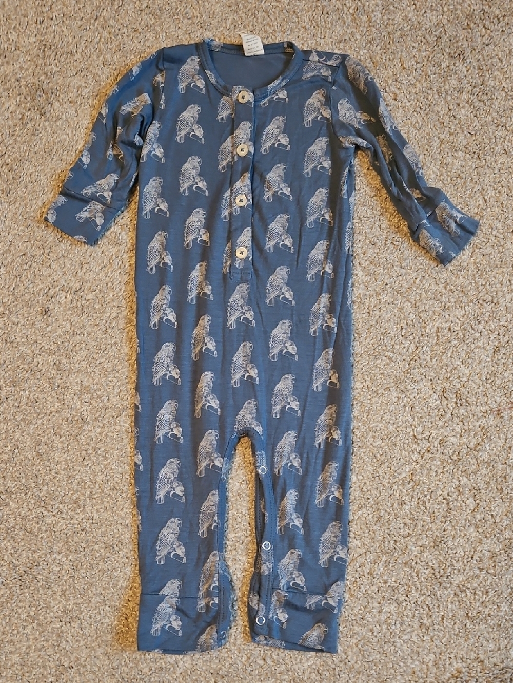 Kate Quinn Bamboo Parrot Henley Romper 12-18M - Picture 1 of 2